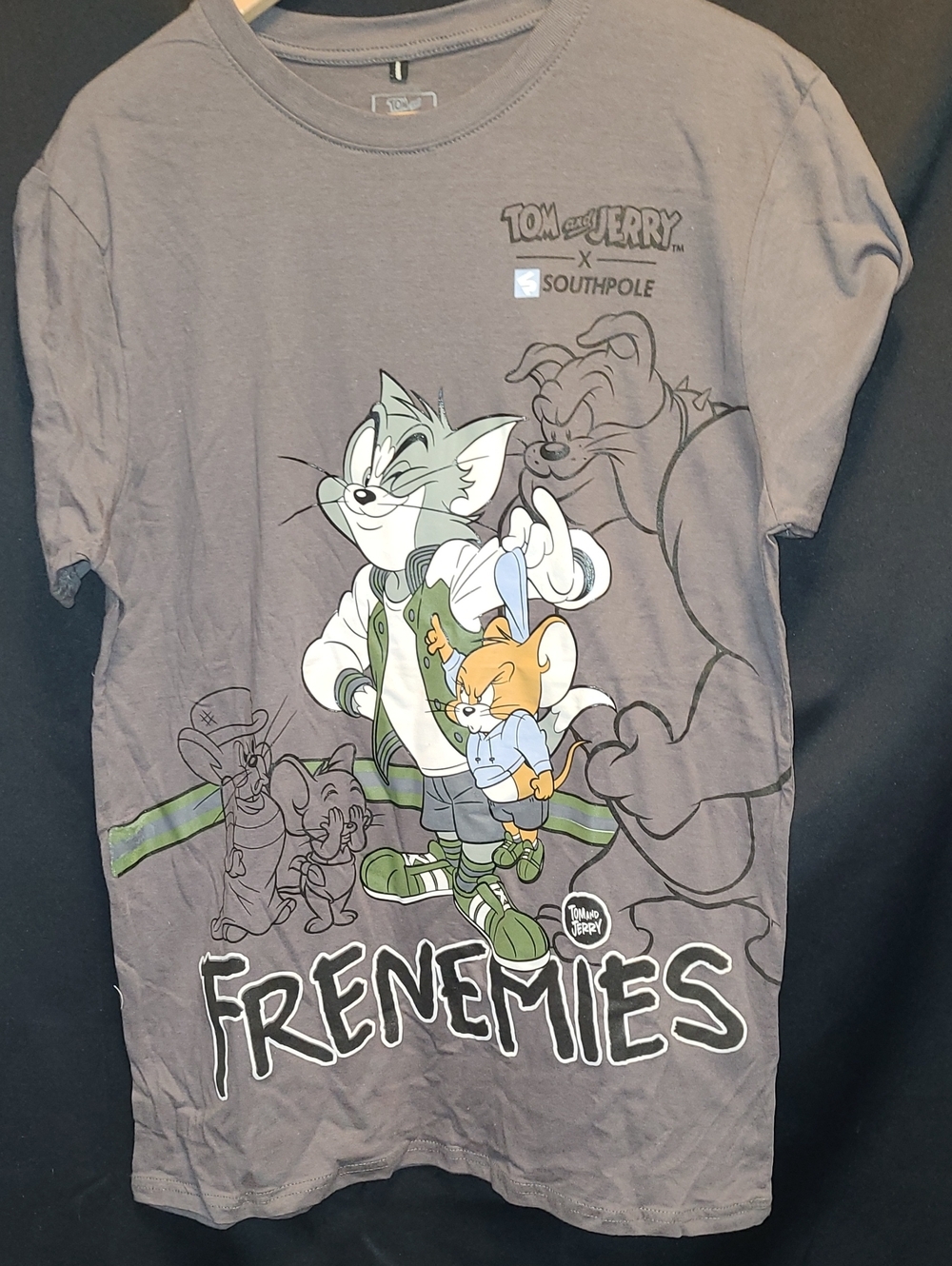 Tom and Jerry x Southpole Gray 'Frenemies' Cat Graphic Tee SZ L